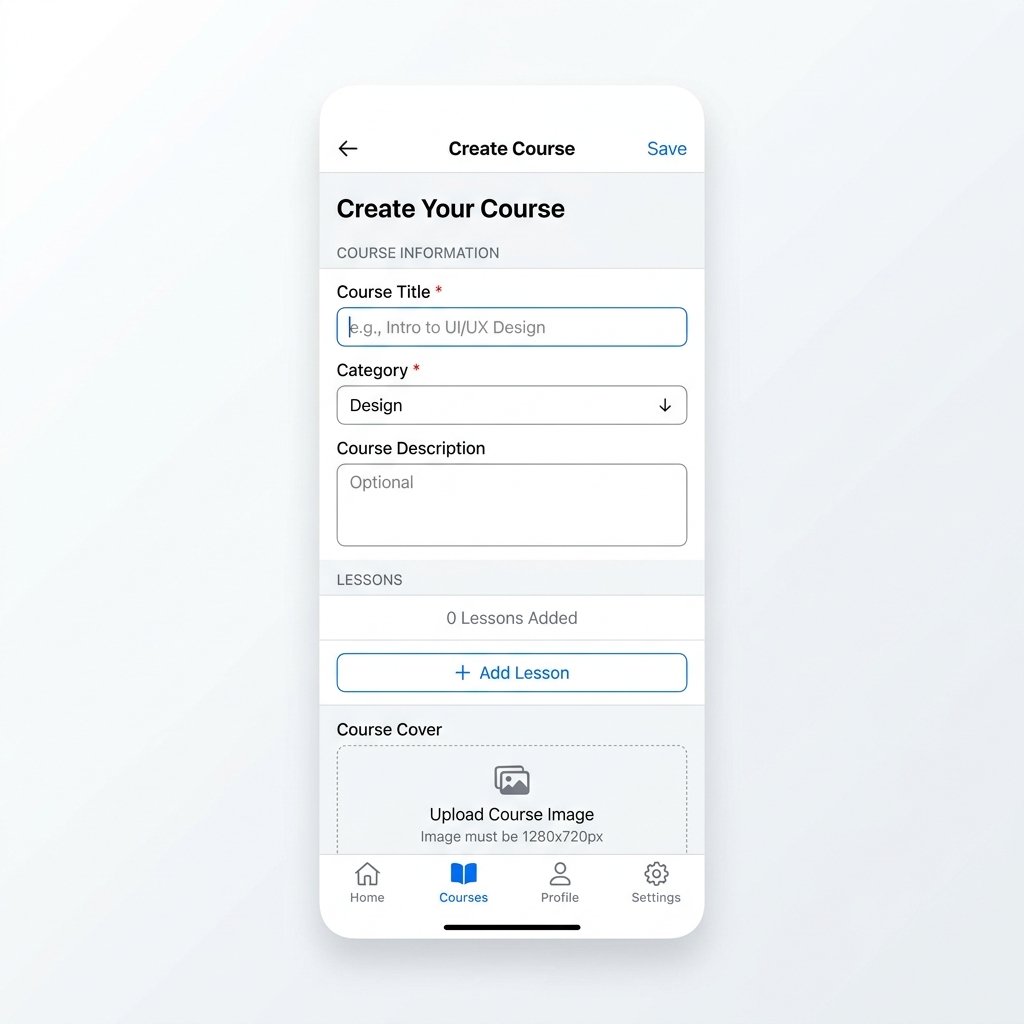 Create Course Screen